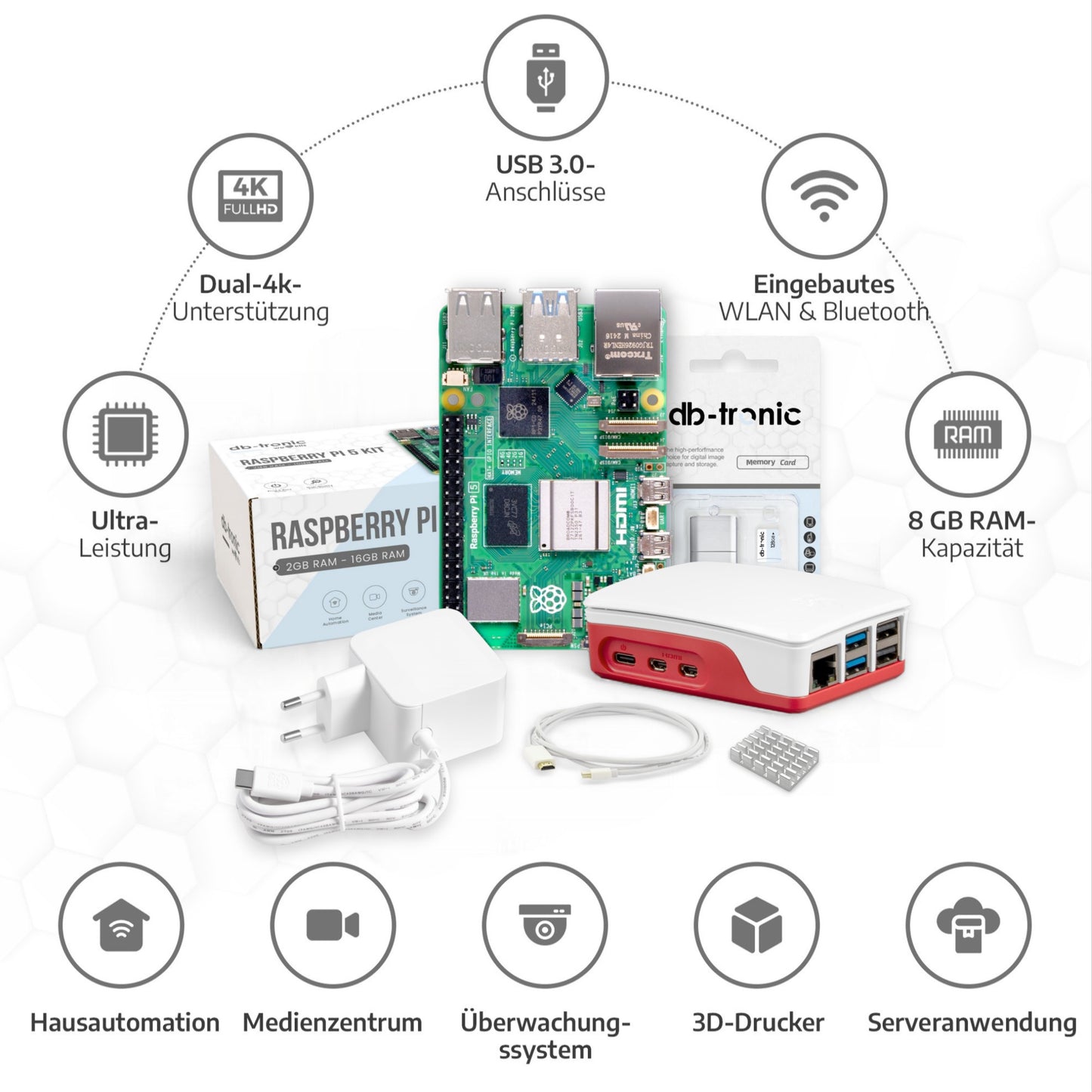 Raspberry Pi 5 Starter-Kit Weiß