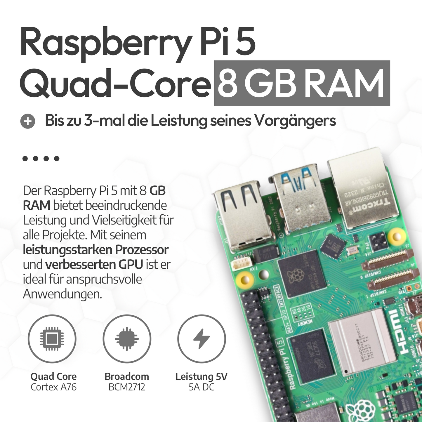 Raspberry Pi 5 Starter-Kit Weiß