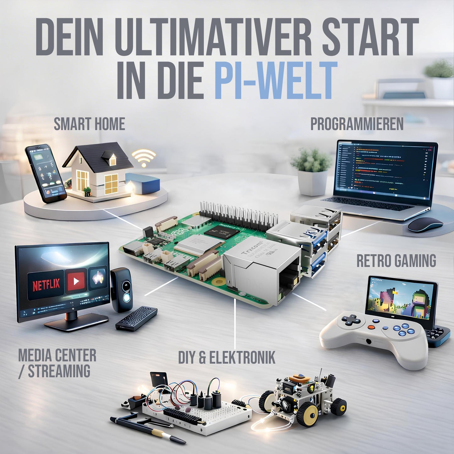 Raspberry Pi 5 Starter-Kit Weiß