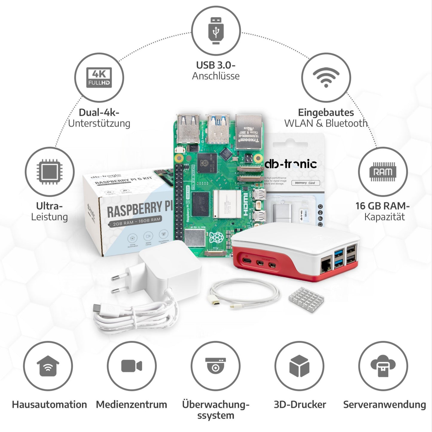 Raspberry Pi 5 Starter-Kit Weiß