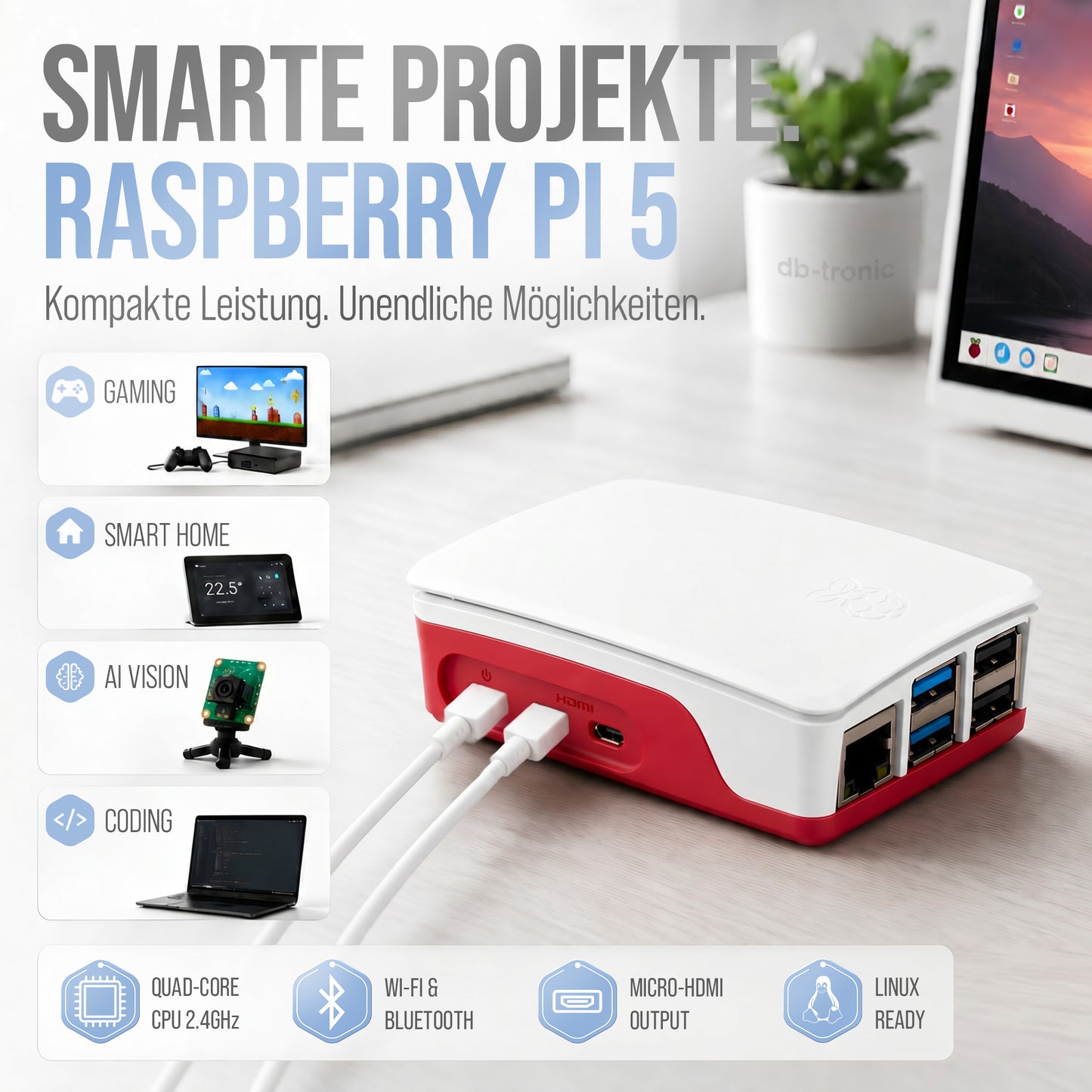 Raspberry Pi 5 Starter-Kit Weiß